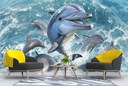 Dolphin Jump Wall Mural by Jerry Lofaro