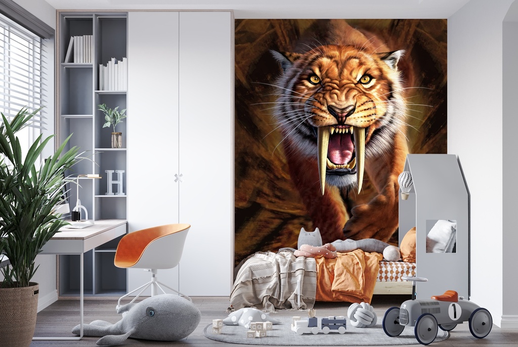 Sabertooth Wall Mural by Jerry Lofaro