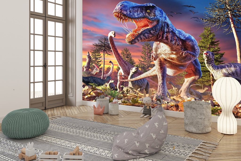 T-Rex Attack Wall Mural by David Penfound