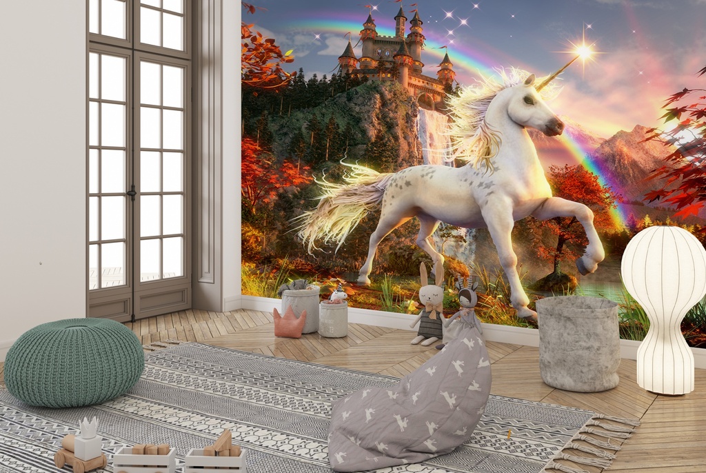 Unicorn of the Evening Star Wall Mural by David Penfound