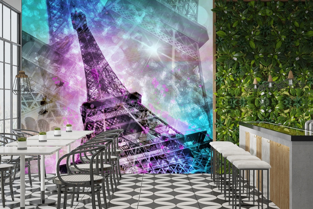 Pop Art Eiffel Tower Wall Mural by Melanie Viola