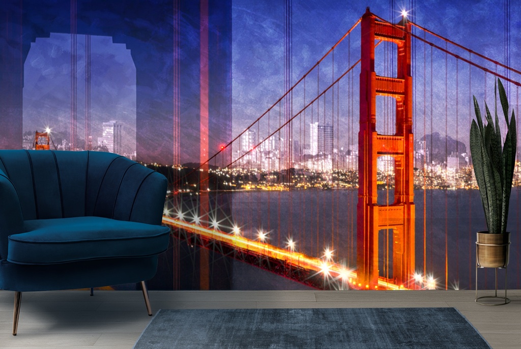 City Art - Golden Gate Bridge Wall Mural by Melanie Viola