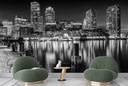 Boston Fan Pier Park & Skyline at Night Wall Mural by Melanie Viola