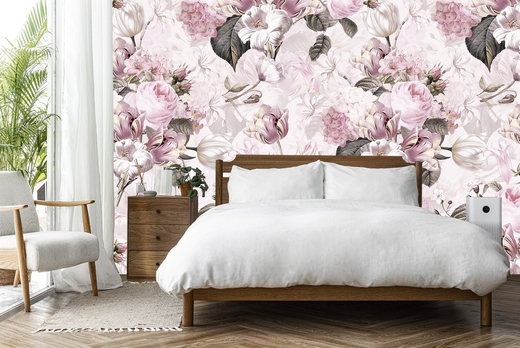 Pretty Pink Flowers Wall Mural by Uta Naumann
