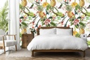 Pink Pineapple & Tropical Birds Wall Mural by Uta Naumann
