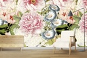 Pink & Blue Floral Wall Mural by Uta Naumann