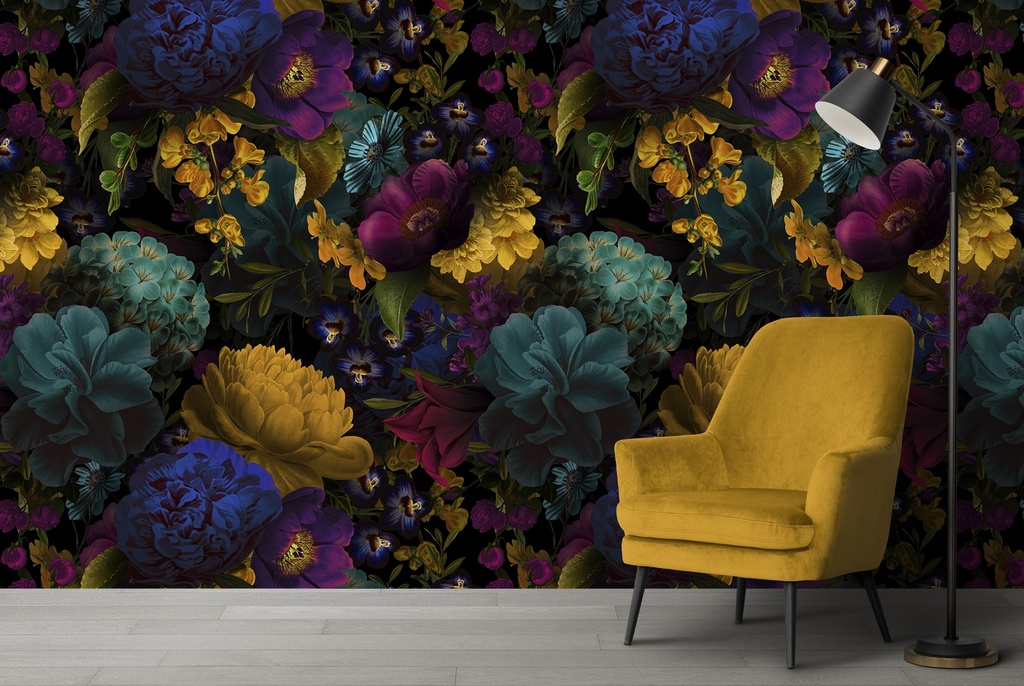 Colourful Night Flowers Wall Mural by Uta Naumann