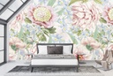 Baby Pink & Blue Floral Wall Mural by Uta Naumann