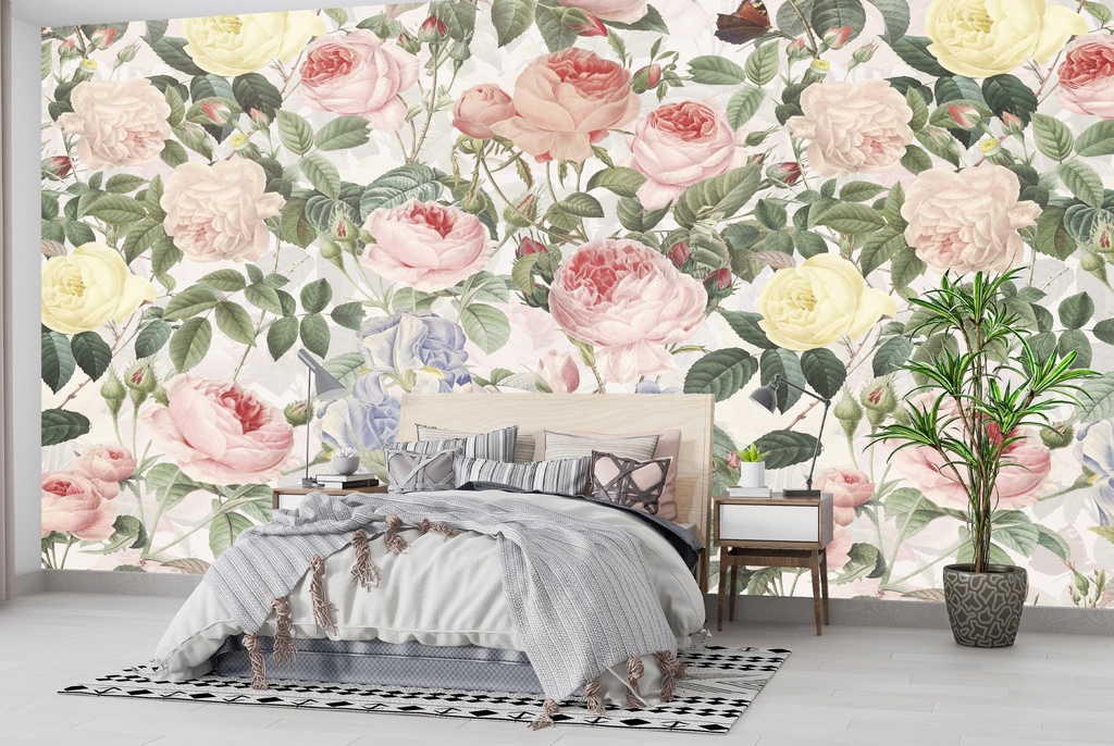Colourful Peonies Wall Mural by Uta Naumann