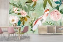 Tropical Cockatoo, Palm & Flowers Wall Mural by Uta Naumann