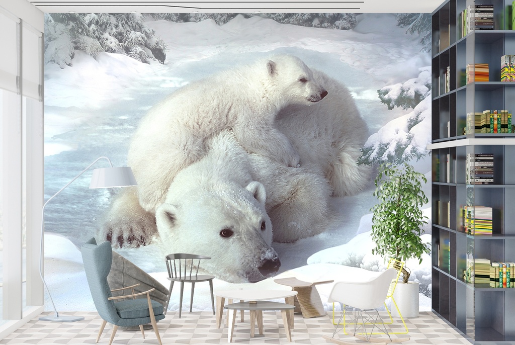 Polar Bears Wall Mural by Elena Dudina