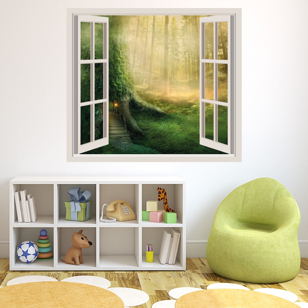 Magical Treehouse Fairytale 3D Window Wall Sticker
