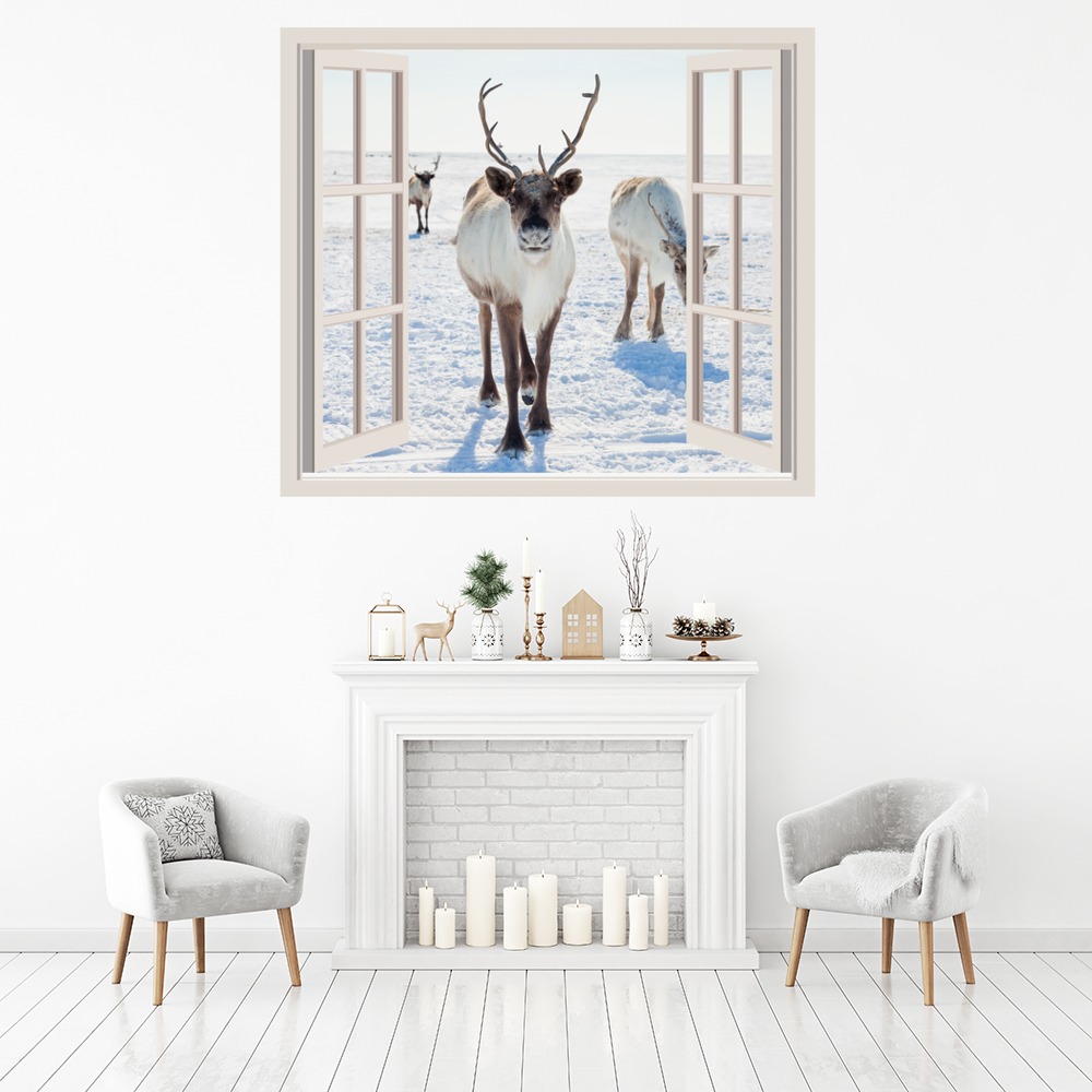 Reindeer Christmas 3D Window Wall Sticker