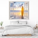 Surfboard Beach Sunset 3D Window Wall Sticker
