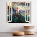 Mermaid Rock 3D Window Wall Sticker