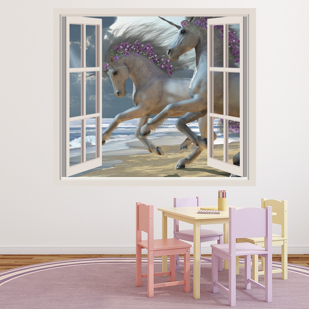 Beach Unicorns 3D Window Wall Sticker