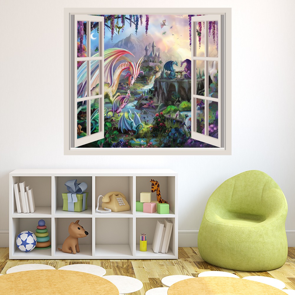 Dragon Paradise 3D Window Wall Sticker