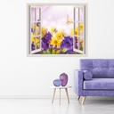 Purple & Yellow Flowers 3D Window Wall Sticker
