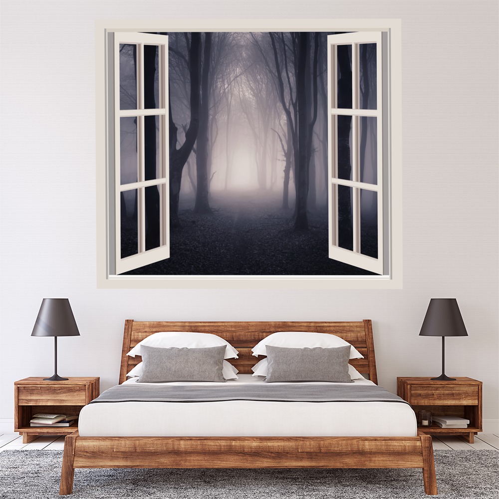 Dark Misty Woods 3D Window Wall Sticker