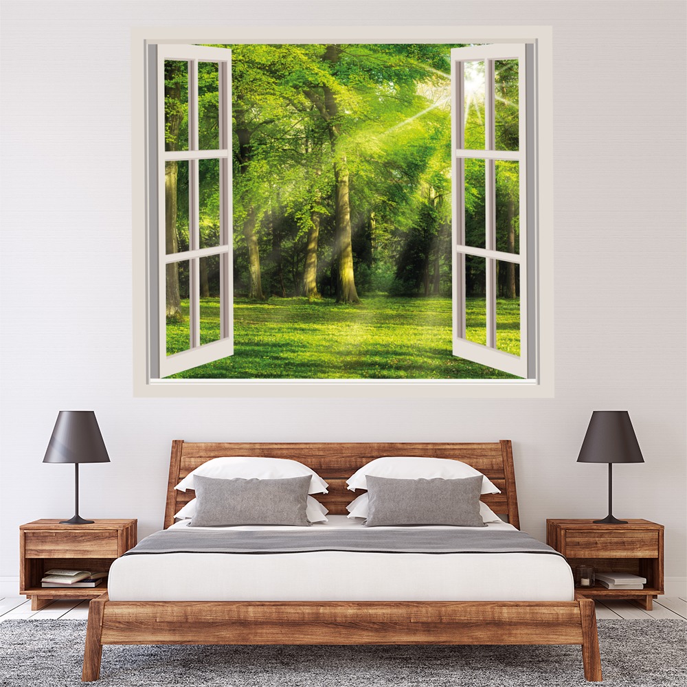 Sunlit Green Trees 3D Window Wall Sticker