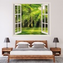 Sunlit Green Trees 3D Window Wall Sticker