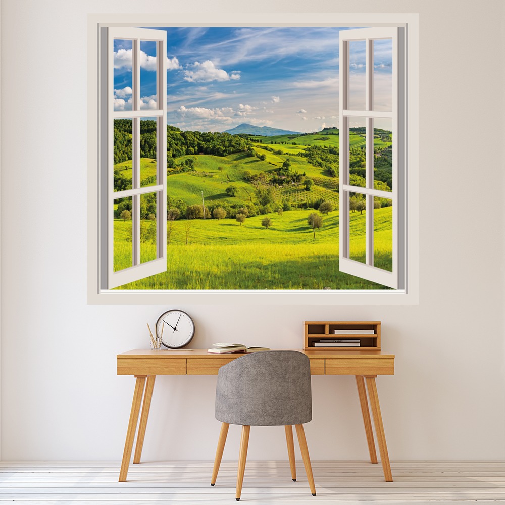 Green Countryside 3D Window Wall Sticker