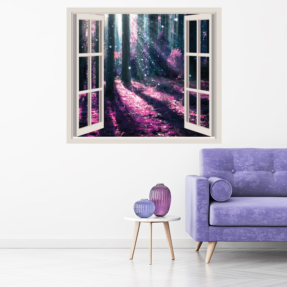 Purple Enchanted Forest 3D Window Wall Sticker