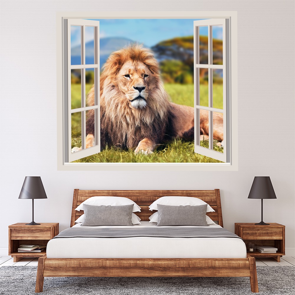 Lion Safari 3D Window Wall Sticker | Icon Wall Stickers