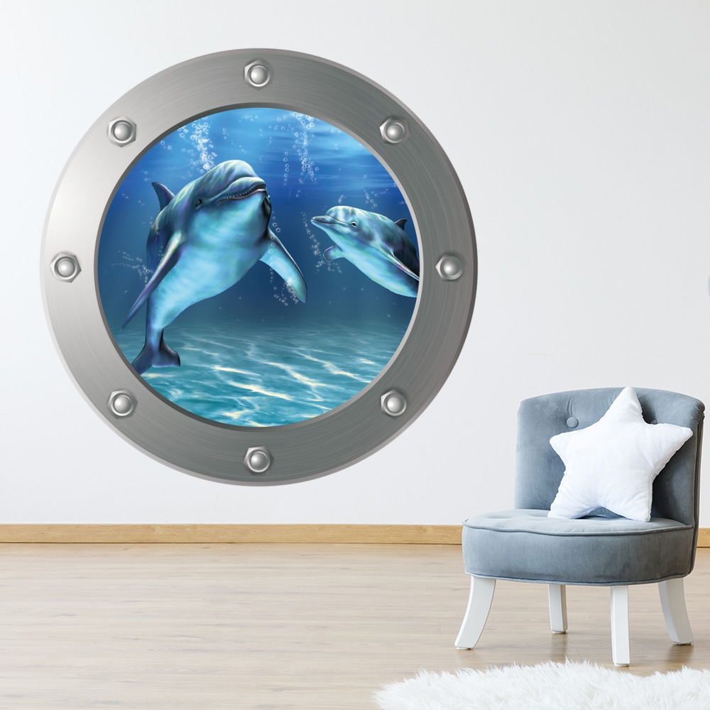 Dolphin Friends Porthole Wall Sticker