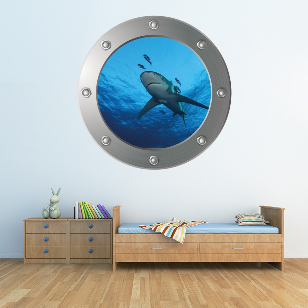 Hunting Shark Porthole Wall Sticker