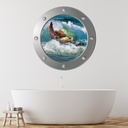 Turtle Surf Porthole Wall Sticker