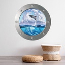 Dolphin Splash Porthole Wall Sticker
