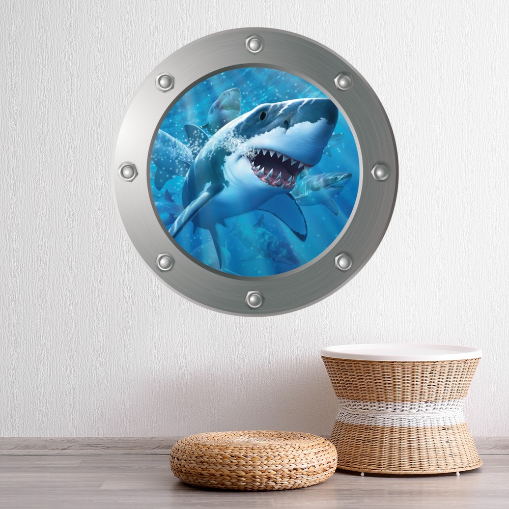 Great White Shark Porthole Wall Sticker