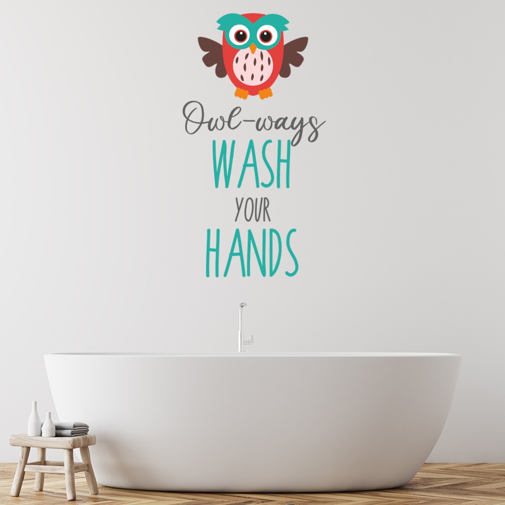 Owl-ways Wash Your Hands Kids Bathroom Wall Sticker