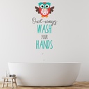 Owl-ways Wash Your Hands Kids Bathroom Wall Sticker