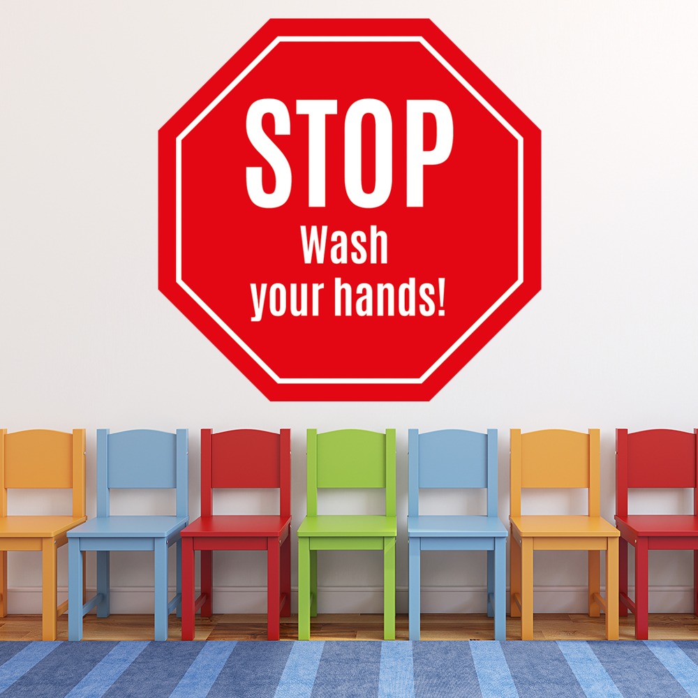 Stop! Wash Your Hands Bathroom Sign Wall Sticker