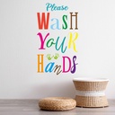 Please Wash Your Hands Colourful Bathroom Wall Sticker