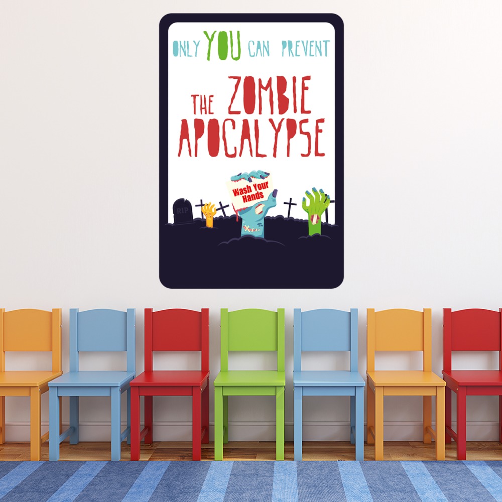 Wash Your Hands Zombie Apocalypse Wall Sticker