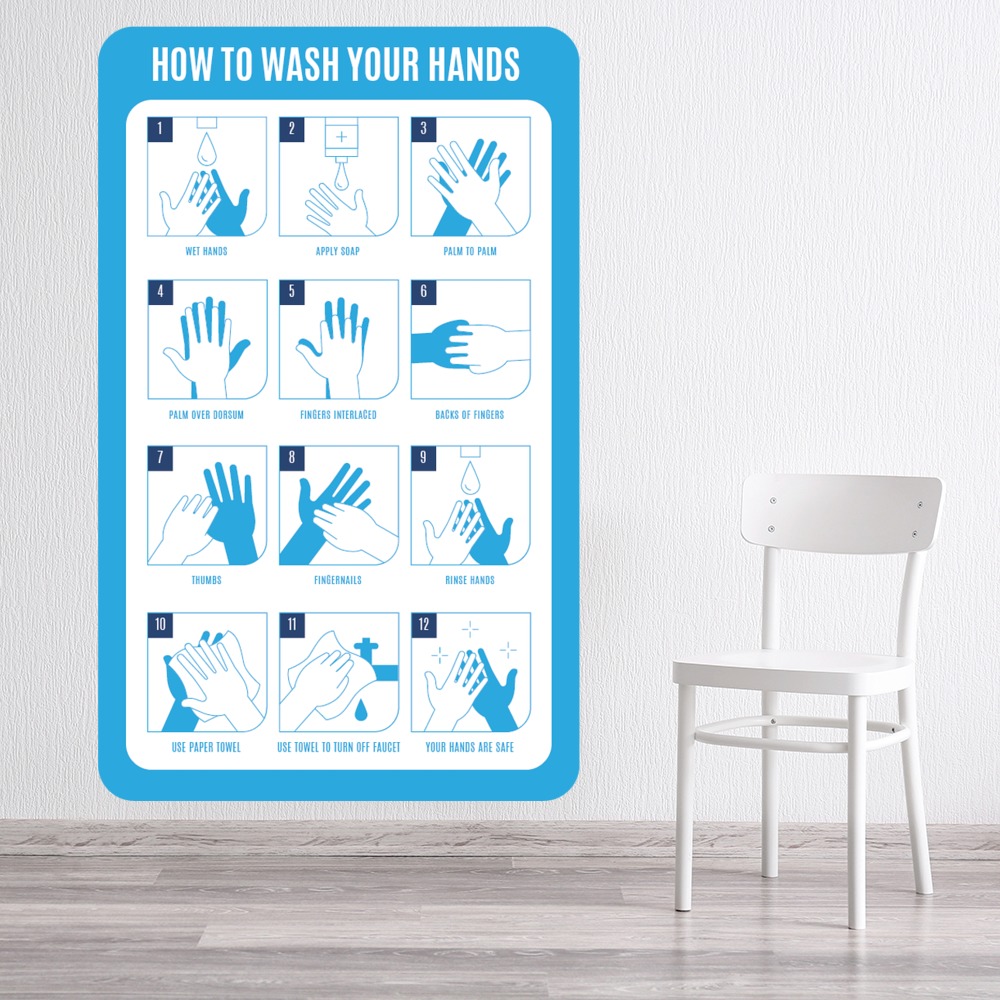 How To Wash Your Hands Bathroom Sign Wall Sticker