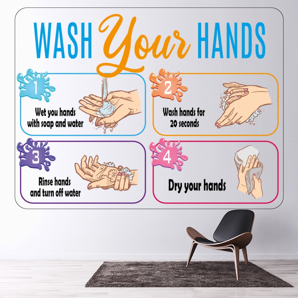 Wash Your Hands Toilet Sign Wall Sticker