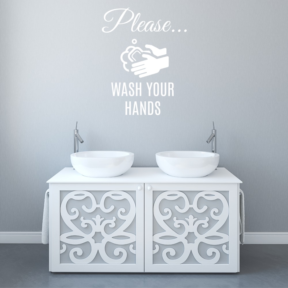 Please Wash Your Hands Bathroom Wall Sticker