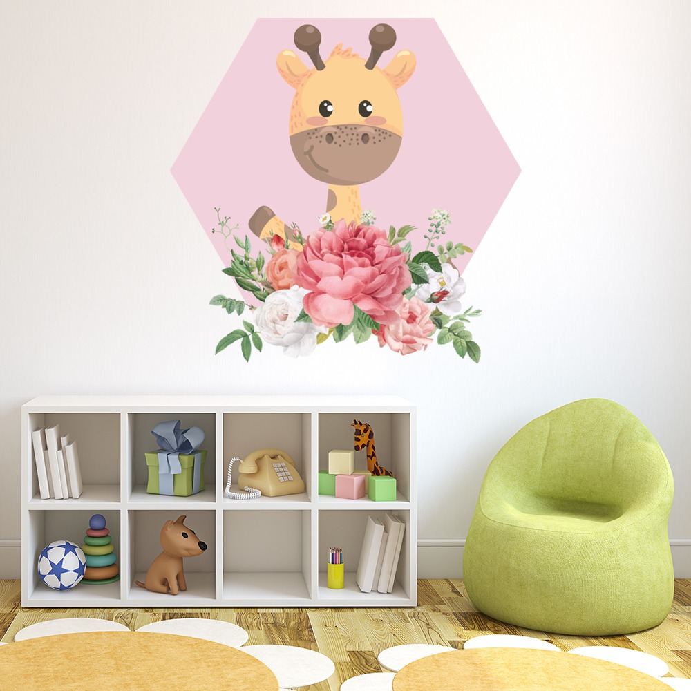 Floral Giraffe Nursery Wall Sticker