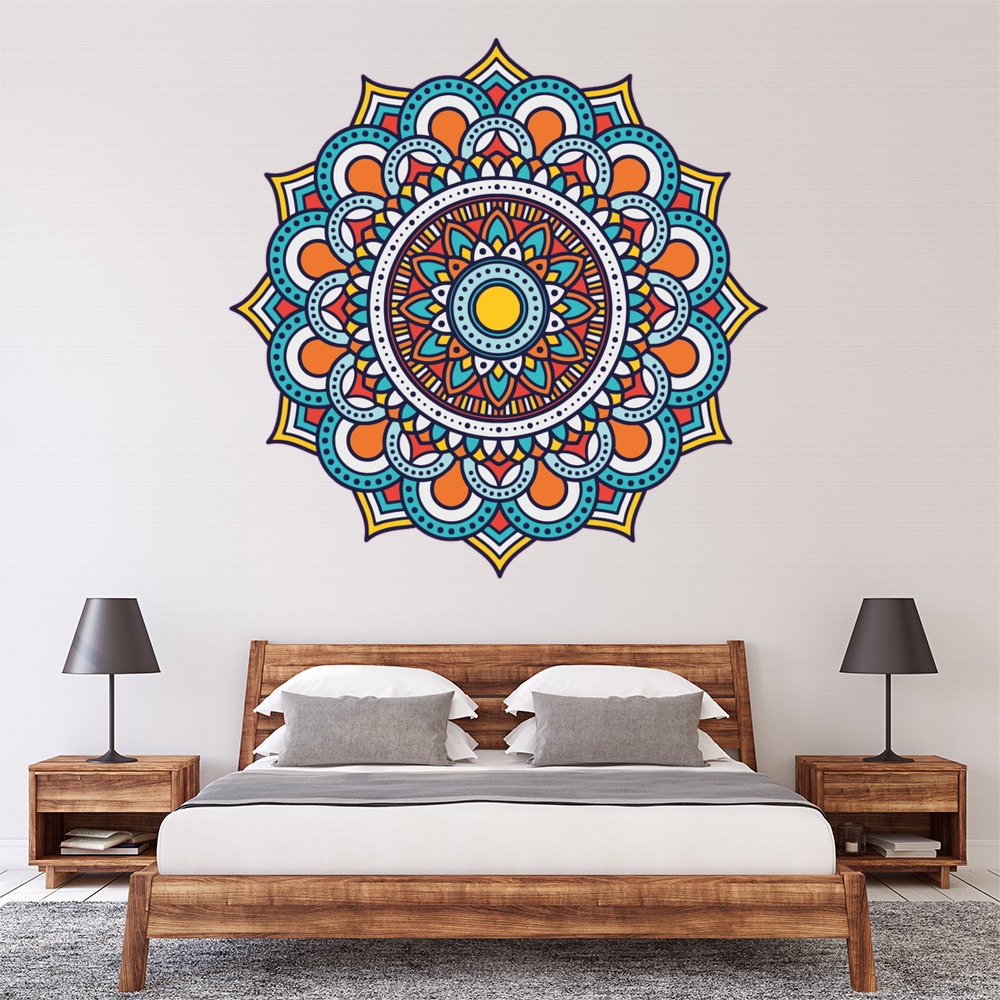 Orange Blue Mandala Wall Sticker