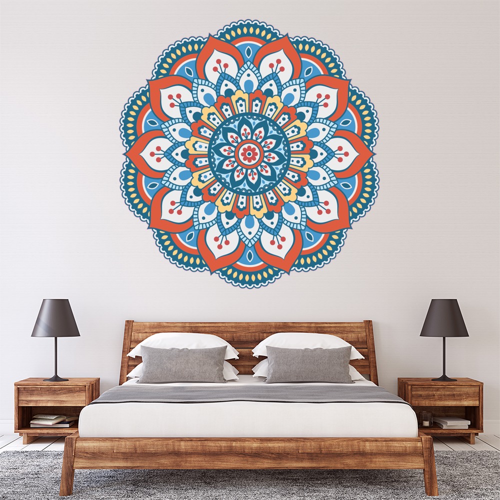 Red Blue Mandala Wall Sticker