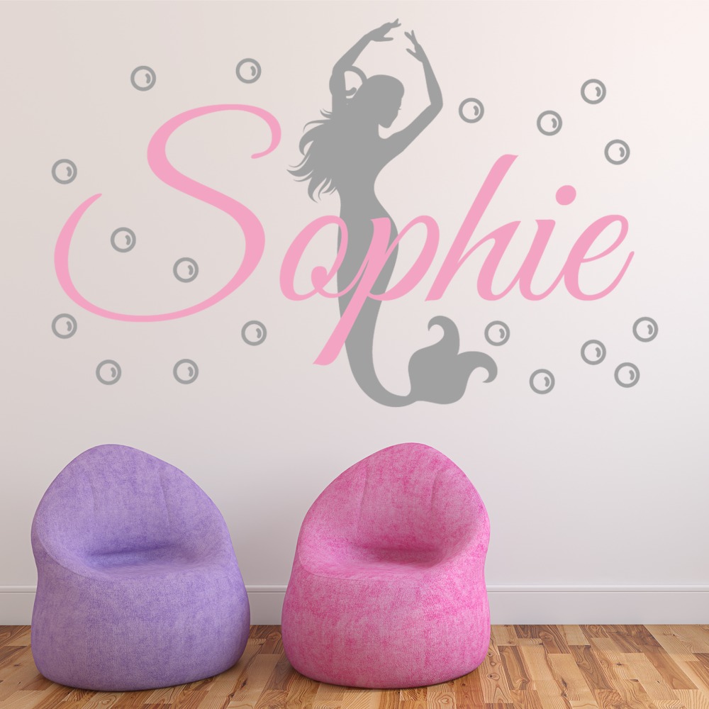 Personalised Name Mermaid Wall Sticker - Mod3