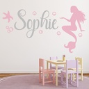 Personalised Name Pink Mermaid Wall Sticker