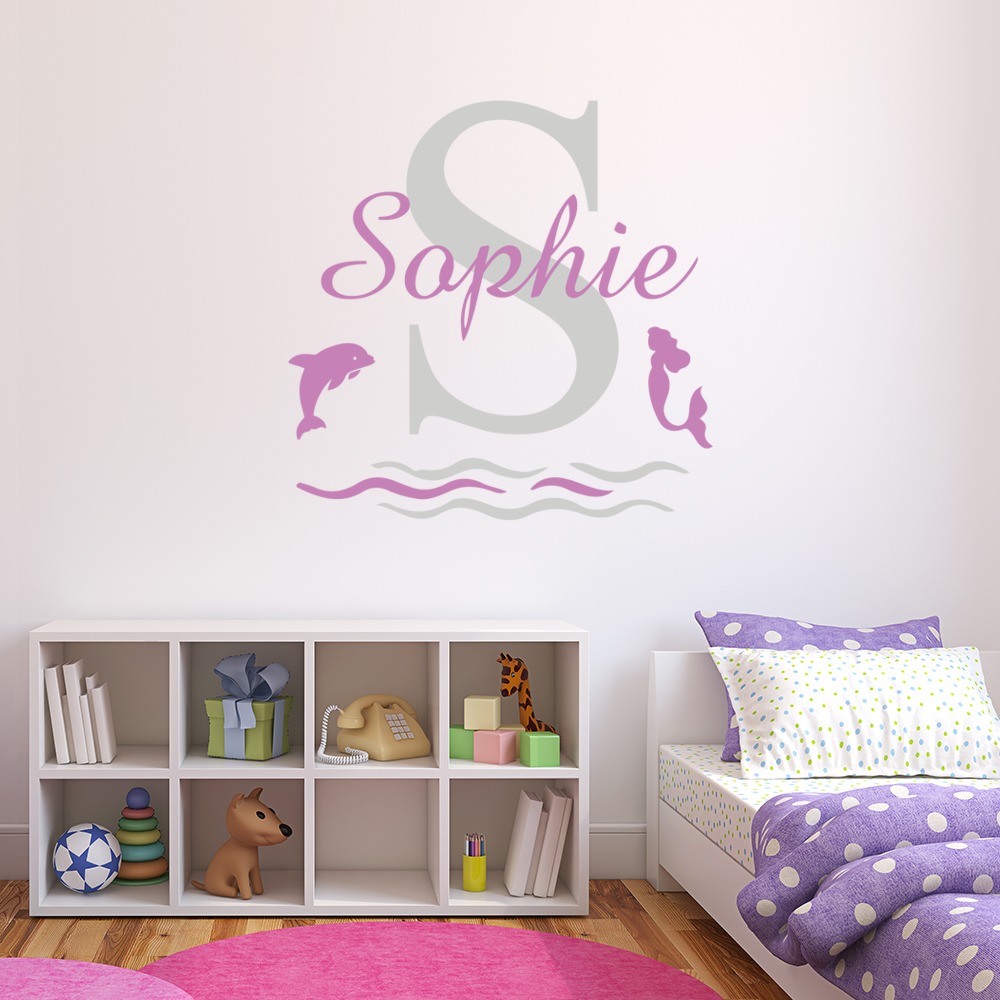 Personalised Name & Initial Mermaid, Ocean Wall Sticker