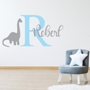 Personalised Name & Initial Brontosaurus Kids Wall Sticker