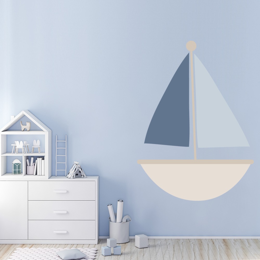 Blue Boat Nursery Wall Sticker