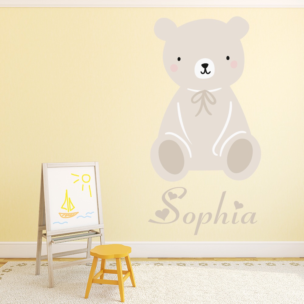 Personalised Name Teddy Bear Nursery Wall Sticker